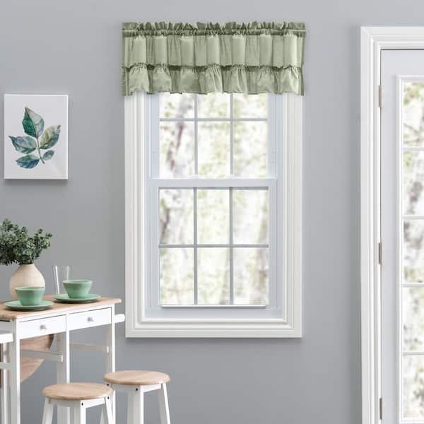 Stacey 13 in. L Polyester/Cotton Ruffled Filler Valance in Sage