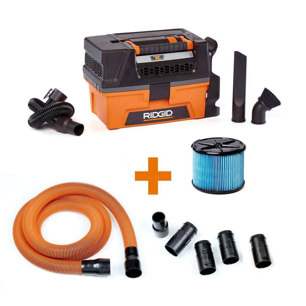 Ridgid HD0300 3 Gallon 5.0 Peak HP NXT Wet/Dry Shop Vacuum with Filter, Expandable Locking Hose and Accessories