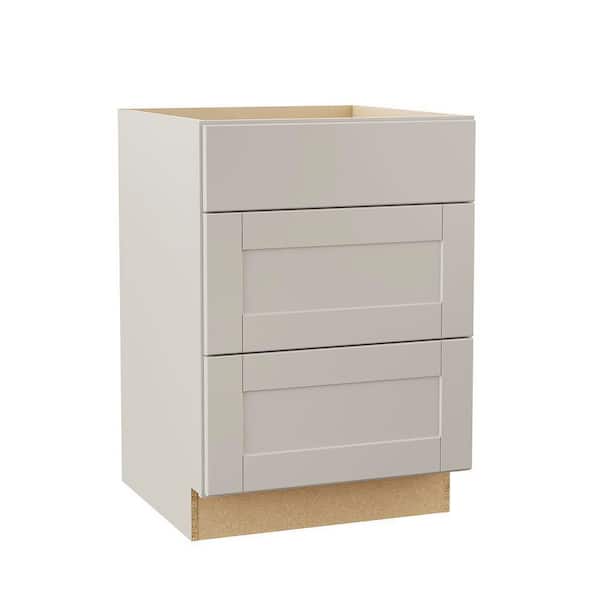 Shaker 24 in. W x 24 in. D x 34.5 in. H Assembled Drawer Base Kitchen Cabinet in Dove Gray with Drawer Glides