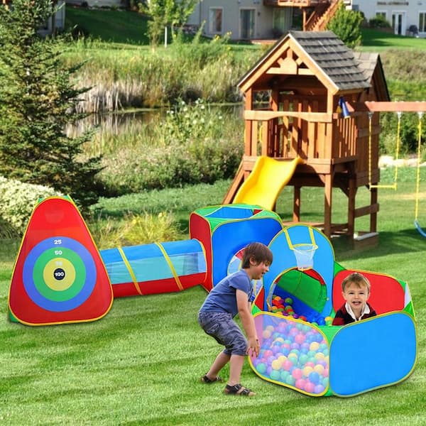 cenadinz 5 Piece Kids Ball Pit Tents Pop Up Playhouse with 2 Crawl Tunnel and 2 Tent for Boys Girls Toddlers