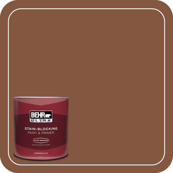 BEHR ULTRA 1 qt. #230F-7 Florence Brown Extra Durable Flat Interior Paint & Primer