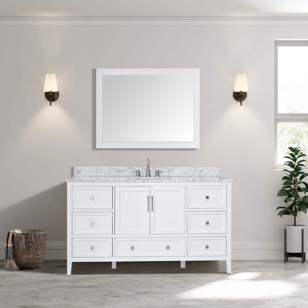 Everette 60'' White Single Freestanding Bathroom Vanity