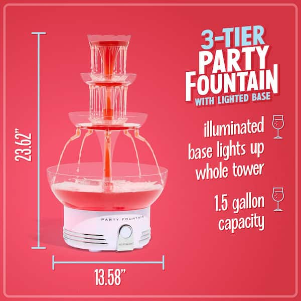 Nostalgia 3-Tier Clear Deluxe Lighted Party Drinking Fountain