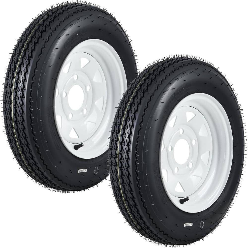"2-Pack 4.80-12 Trailer Tires on White Rims 6PR, 5-Lug 4.5"" Bolt Circle & 72mm Bore for Boat, Cargo & Garden Trailers" price history on PriceWatchPro