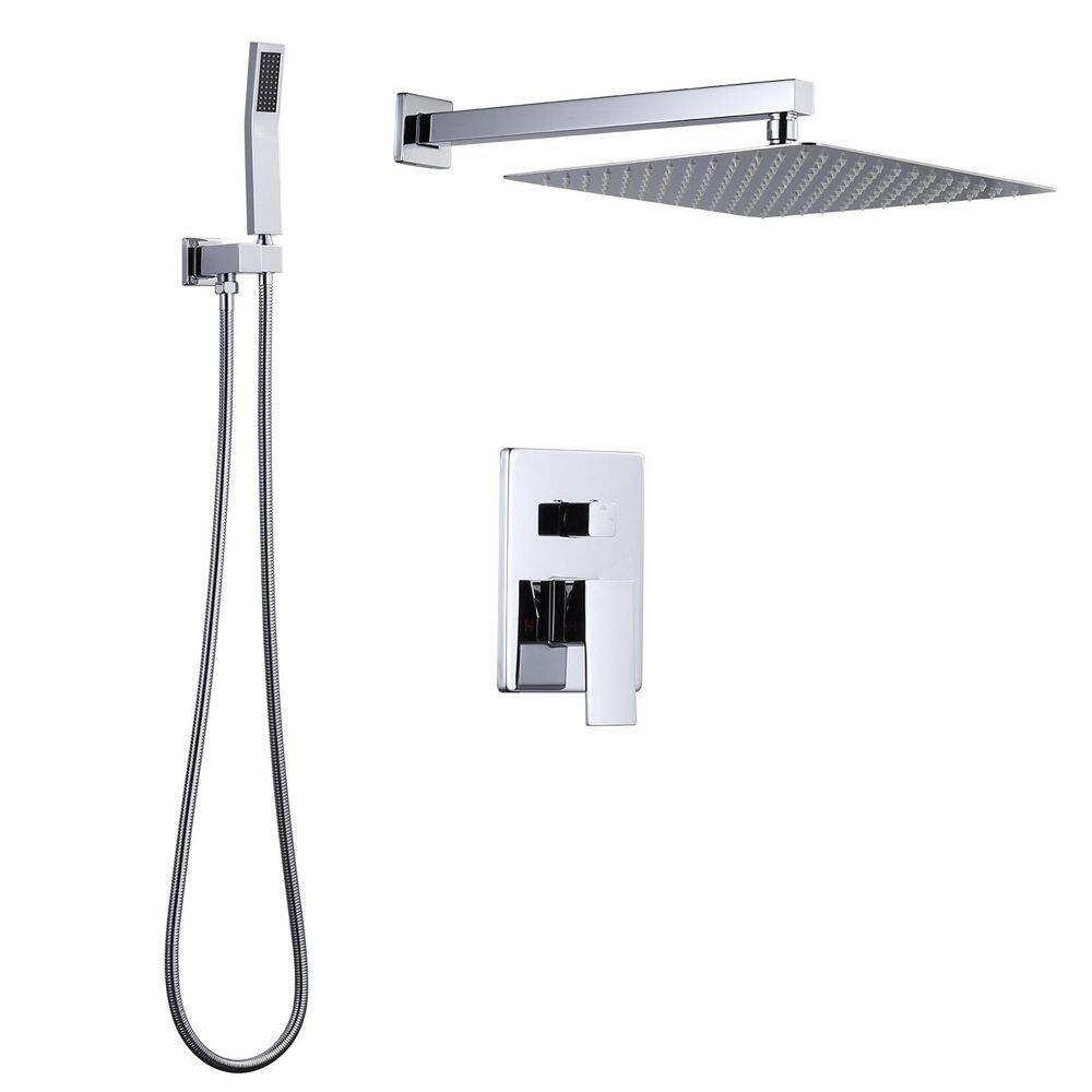 Wall Mount Dual Single Handle 2-Spray Shower Faucet 1.8 GPM with 12 in. Square Shower Head and in Polished Chrome price history on PriceWatchPro