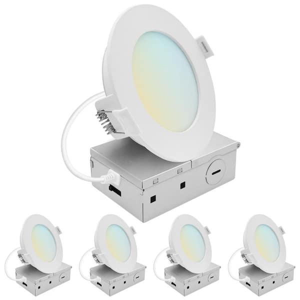 4 in. Integrated LED Recessed Light, Mini Panel Light, 5CCT, 1000LM, 11W, 100° Beam, Dimmable, ETL Listed 4 Pack