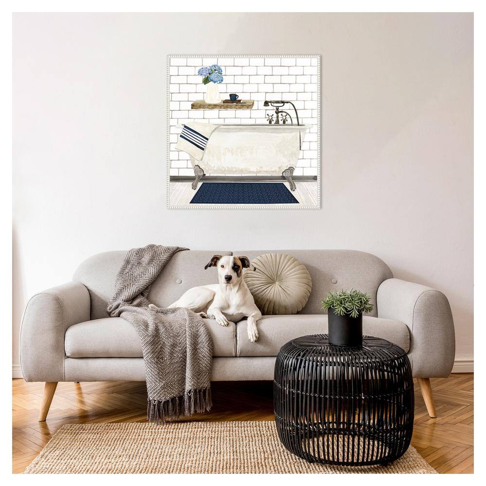 Farmhouse Bath I Tub White Canvas Wall Art with Floater Frame