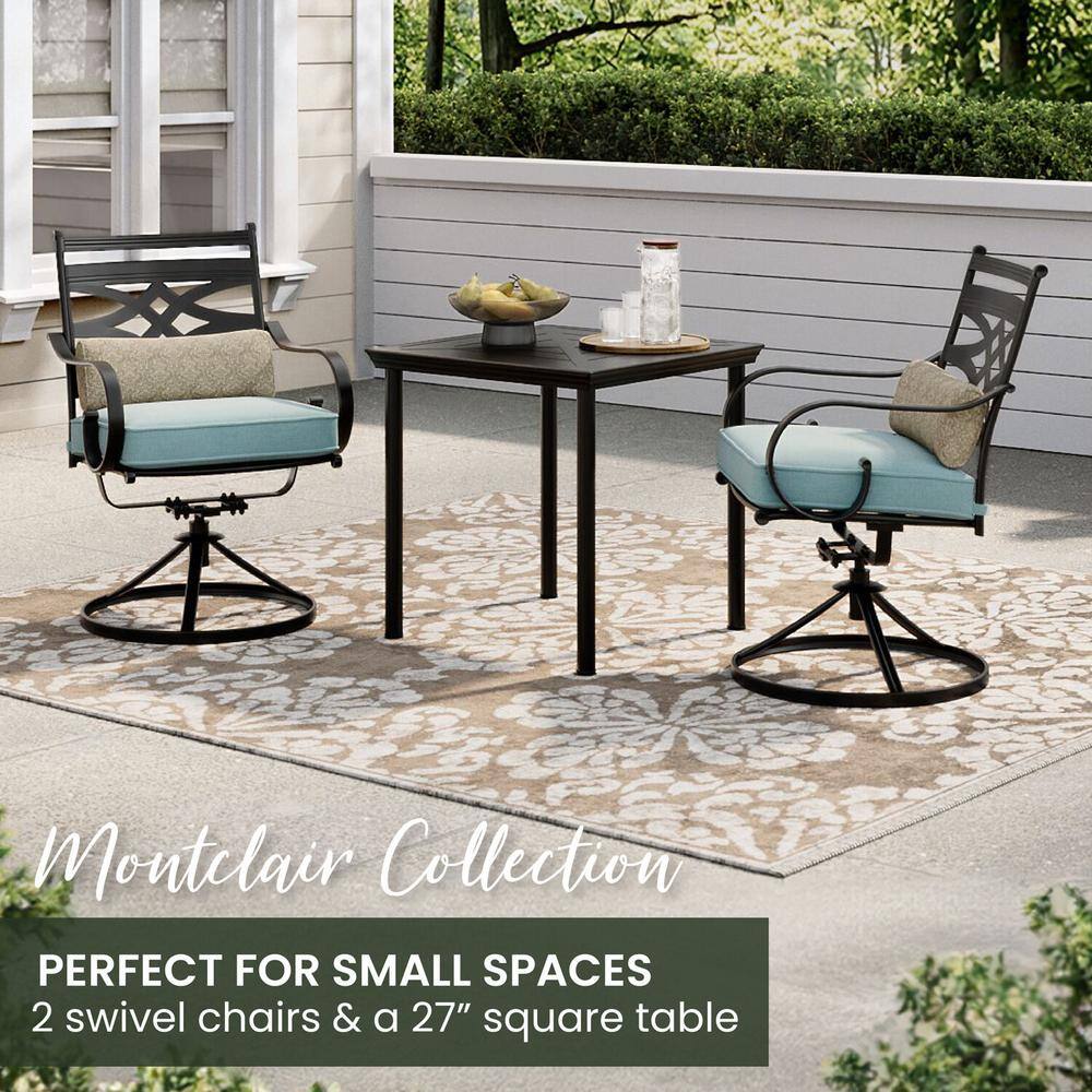 Montclair Ocean Blue 3-Piece Outdoor Bistro Set with Swivel Rockers