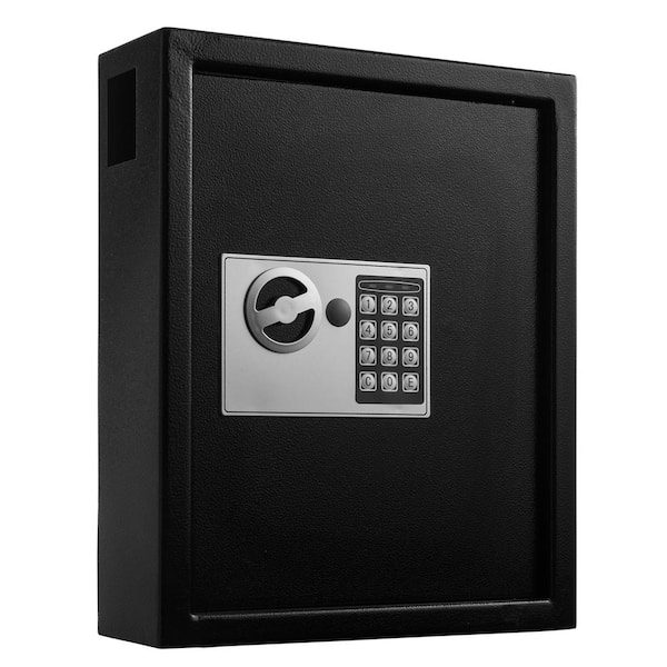AdirOffice 40-Key Steel Heavy-Duty Safe Lock Box Key Cabinet with Digital Lock, Black with 100-Key Tags