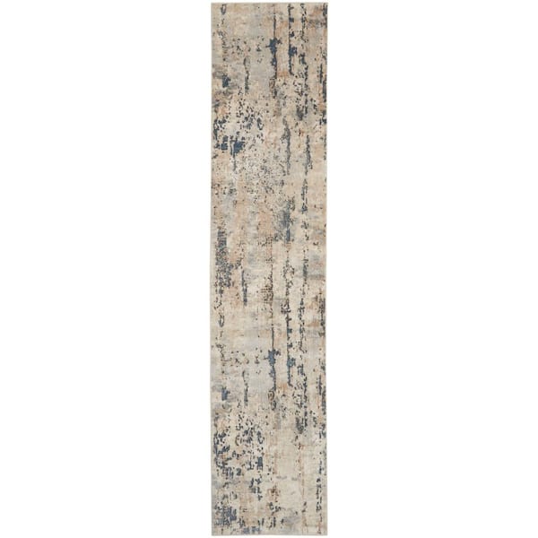 Nourison Concerto Beig/Grey 2 ft. x 8 ft. Distressed Rustic Kitchen Runner Area Rug