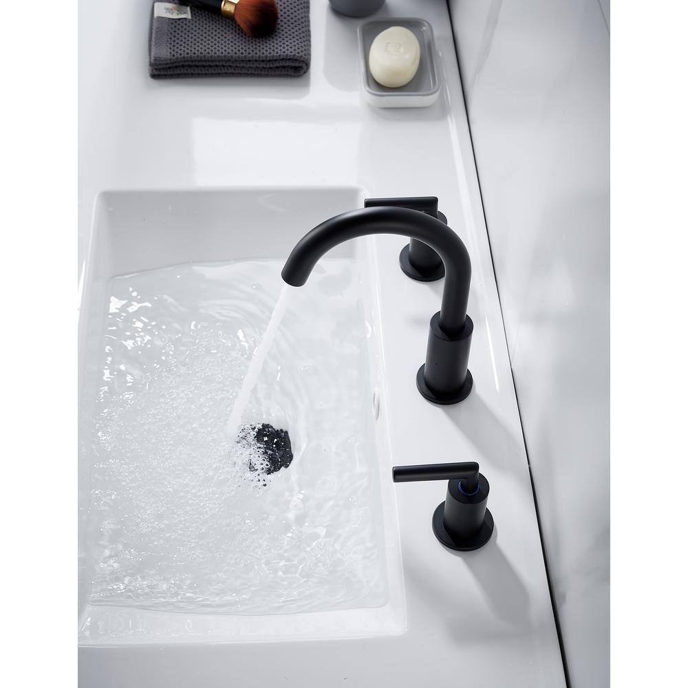 Matte Black Brass 8-inch Widespread Bathroom Faucet