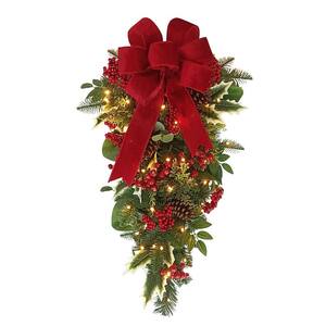 28 in. Battery-Operated Pre-Lit Decorated Artificial Christmas Swag