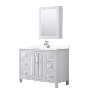 Daria 48 in. W x 22 in. D Single Vanity in White with Cultured Marble Vanity Top in White with Basin and Med Cab