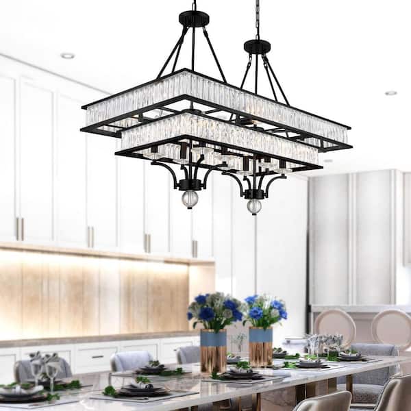 Shalia 16 Light Island Chandelier With Black Finish