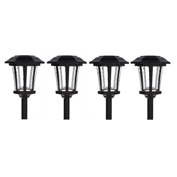 Solar Roman Bronze Outdoor Integrated LED Landscape Path Light with Water Glass Lens (4-Pack)