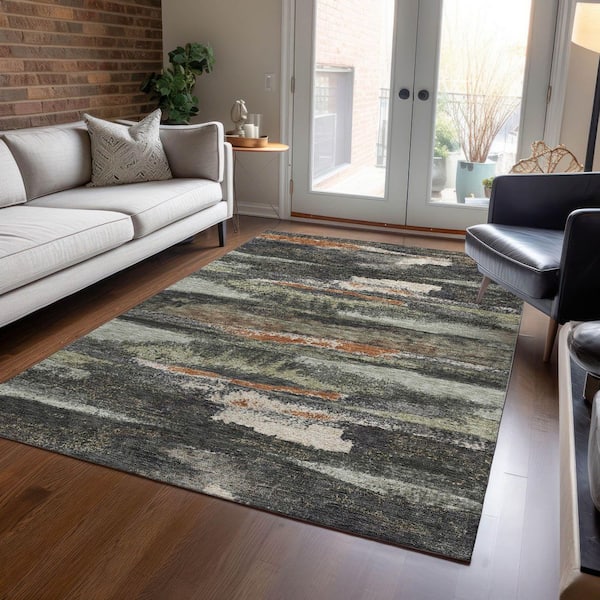 Addison Rugs Chantille Machine Washable Indoor/Outdoor Abstract ACN942 Charcoal 9 ft. x 12 ft. Area Rug