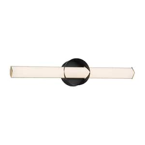 Inner Circle 24 in. Matte Black and Honey Gold LED Vanity Light Bar with Frosted Aquarium Glass