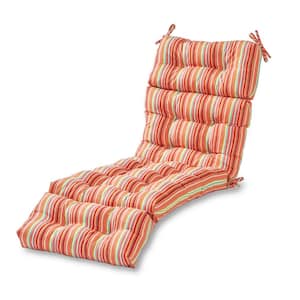 Coastal Stripe Watermelon Outdoor Chaise Lounge Cushion