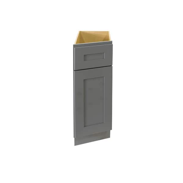 LIFEART CABINETRY Lancaster Gray Plywood Shaker Stock Assembled Base End Right Angle Kitchen Cabinet 12 in. W x 34.5 in. H x 24 in. D