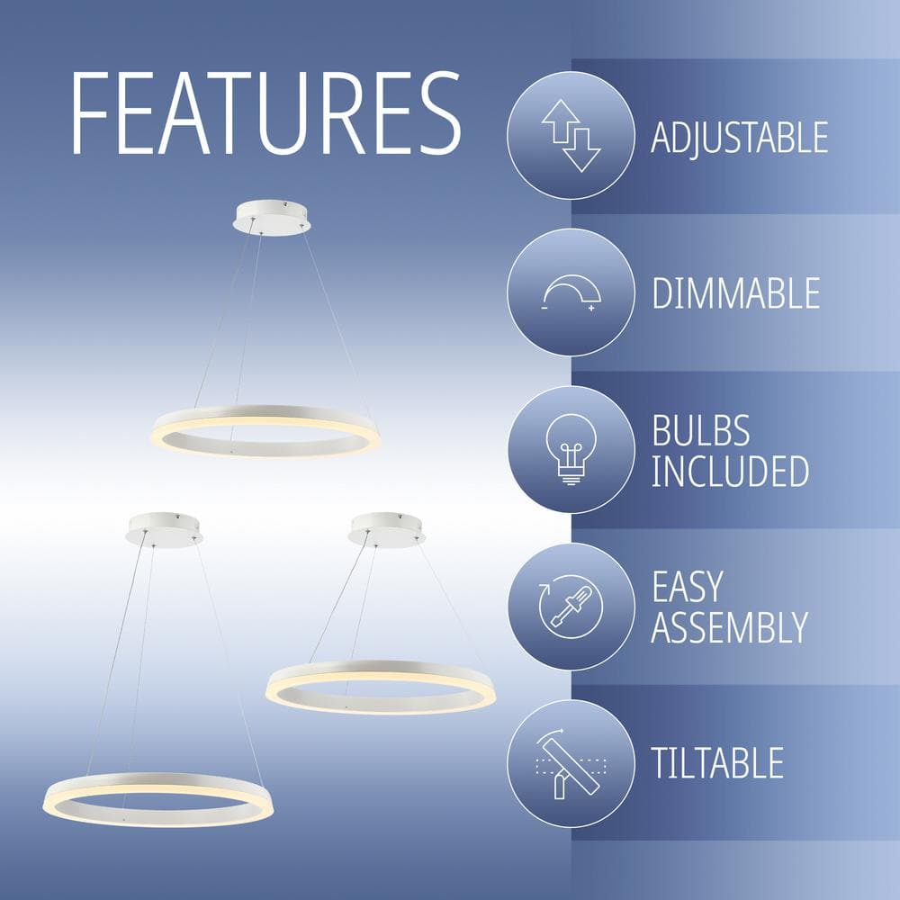Baxter 72" Adjustable Matte White Aluminum LED Hoop Pendant Light