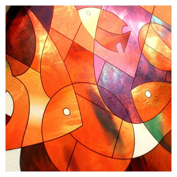 Buydecorativefilm 36 In X 14 9 Ft 3fsh Fish Stained Glass Window Film 3fsh X 6pt The Home Depot