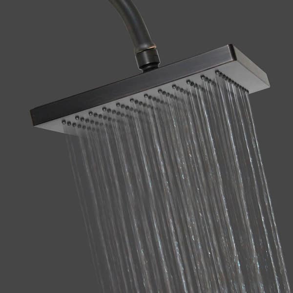 1-Spray 8 in. Single Wall Mount Fixed Rain Shower Head in Rubbed Bronze