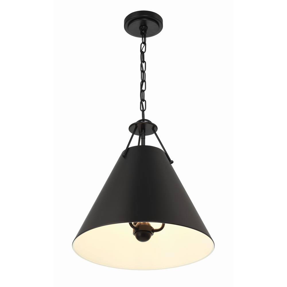 Xavier Matte Black Steel 3-Light Pendant with Conical Shade