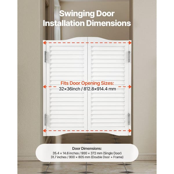 Helhom 32 in. x 36 in. White Pine Wood Double Saloon Door with