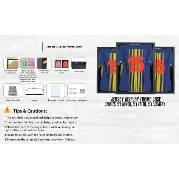 Jersey Display Frame Case Large Frames Shadow Box Lockable with UV  Protection Acrylic Hanger and Wall