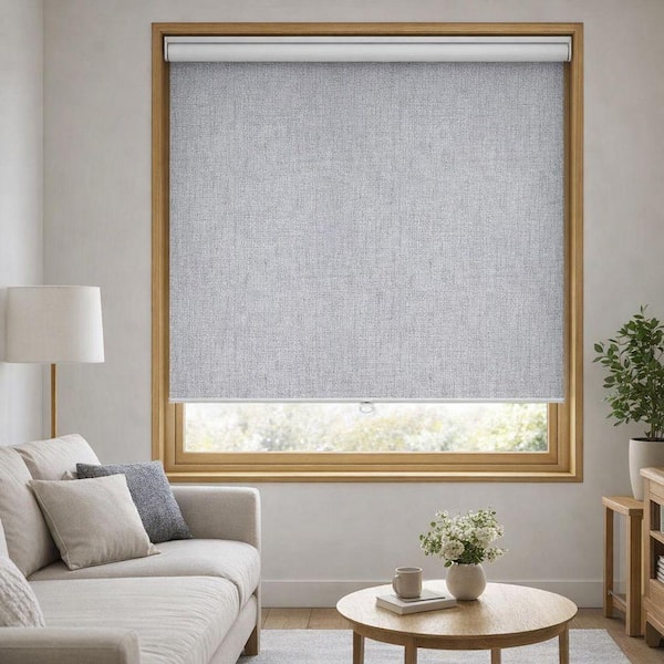 Polyester Windows Grey Cordless Blackout Polyester Fabric Roller Shades for Windows UV ...
