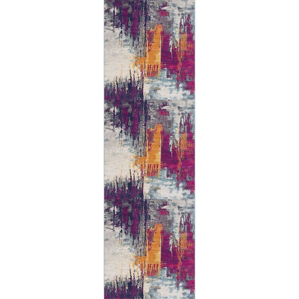 Savannah Multicolor (2 ft. x 18 ft.) Abstract - 2 ft. 3 in. x 18 ft. Modern Abstract Runner Area Rug
