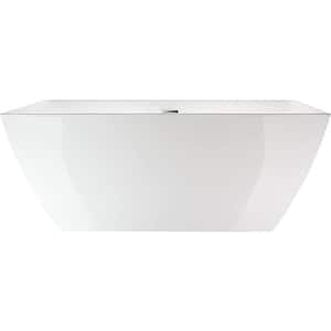 59 in. L x 30 in. W Air Bubble System Acrylic Freestanding Bathtub with Center Drain in White/Polished Chrome