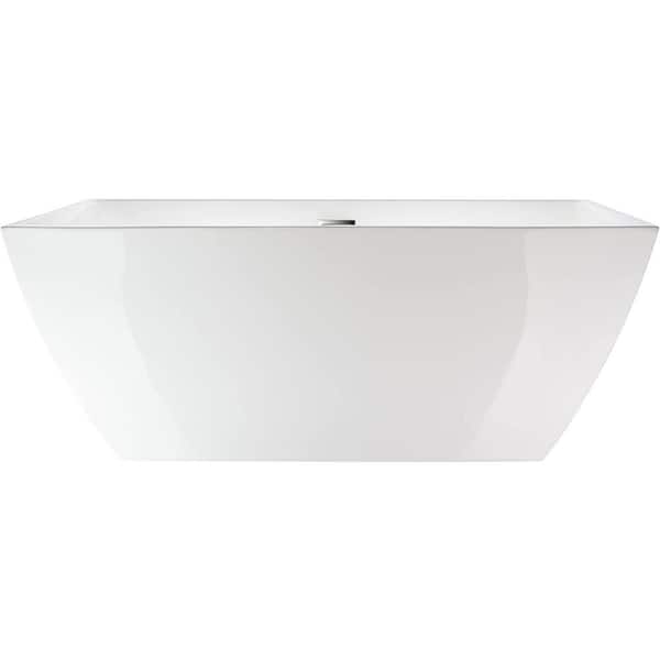 Vanity Art 59 in. L x 30 in. W Air Bubble System Acrylic Freestanding Bathtub with Center Drain in White/Polished Chrome