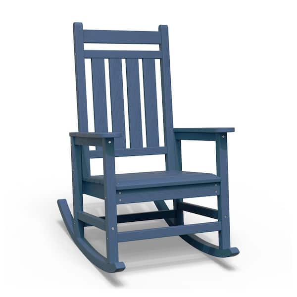JEAREY HDPE Blue Adirondack Rocking Chair (1-Pack)