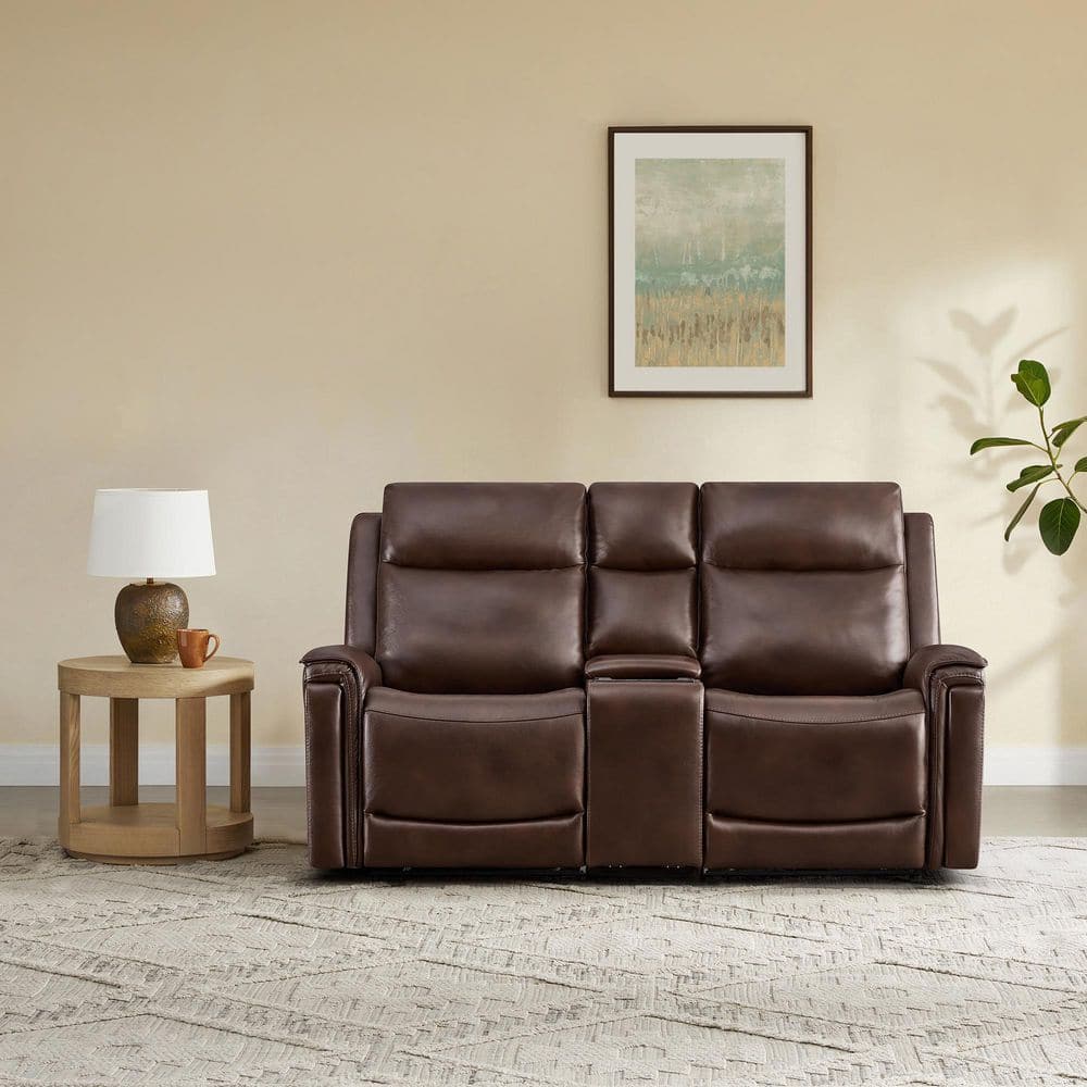 Grace 73.6 in. Straight Arm 3-Piece Super Zero Gravity Leather Reclining Sofa in Cognac with Dual Motors, Console price history on PriceWatchPro