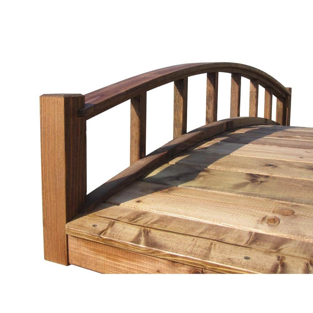 6-Foot Brown Arched Wooden Japanese Garden Bridge
