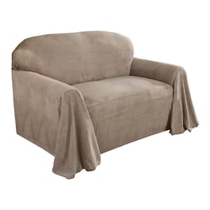 Coral Fleece Throw Natural Polyester Fits on Loveseat Slip Cover 1-Piece