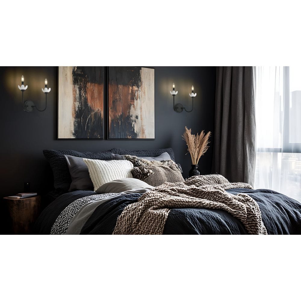 Allistair 2 Light Matte Black Wall Sconce with Clear Ribbed Glass Shade price history on PriceWatchPro