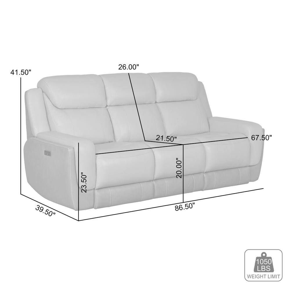 Rosalyn 87" Gray Faux Leather Reclining Sofa with Cup Holders