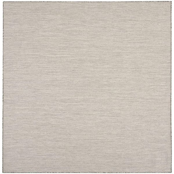 Courtyard Ivory Silver 10 ft. x 10 ft. All-Over Design Contemporary Square Area Rug