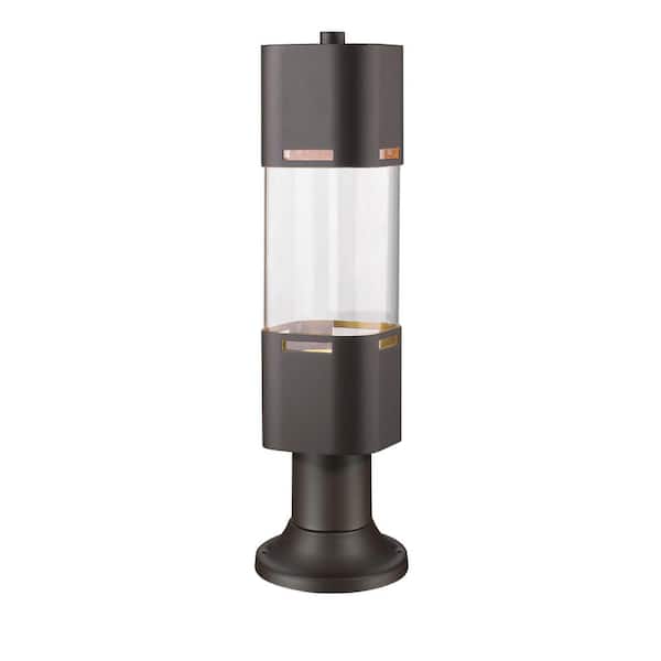 Unbranded Lestat 14 W 21.75 in 1 Light Deep Bronze Integrated LED Outdoor Hardwired Weather Resistant Pier Mount Light