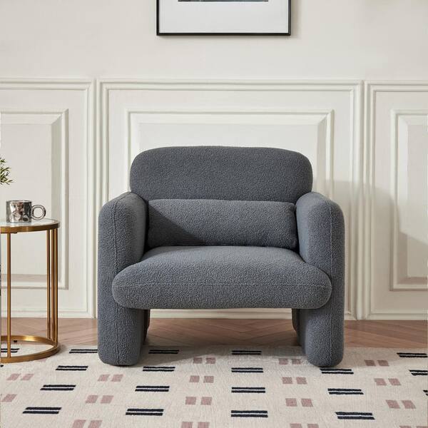 Unbranded 34 in. Gray Modern Arm Chair Single Sofa with Support Pillow for Apartment, Office, Living Room