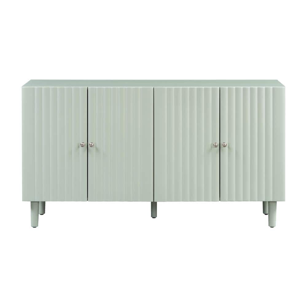 58.1 in. W x 16.6 in. D x 32.1 in. H Green Linen Cabinet with Wavy Pattern 