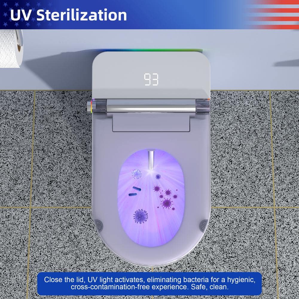 White Ceramic Elongated Smart Bidet Toilet with Heated Seat