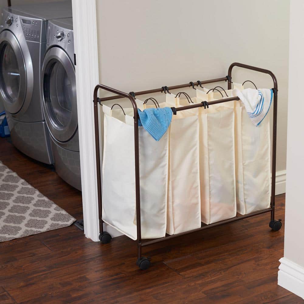 Antique Bronze Quad Laundry Sorter with Removable Bags