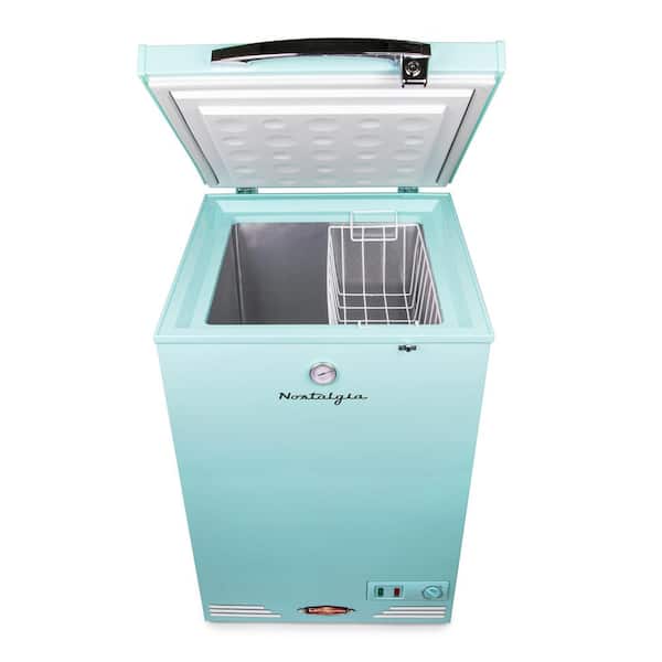 Nostalgia 23 in. Width 3.5 cu.ft. Manual Defrost Mini Chest Freezer in Aqua