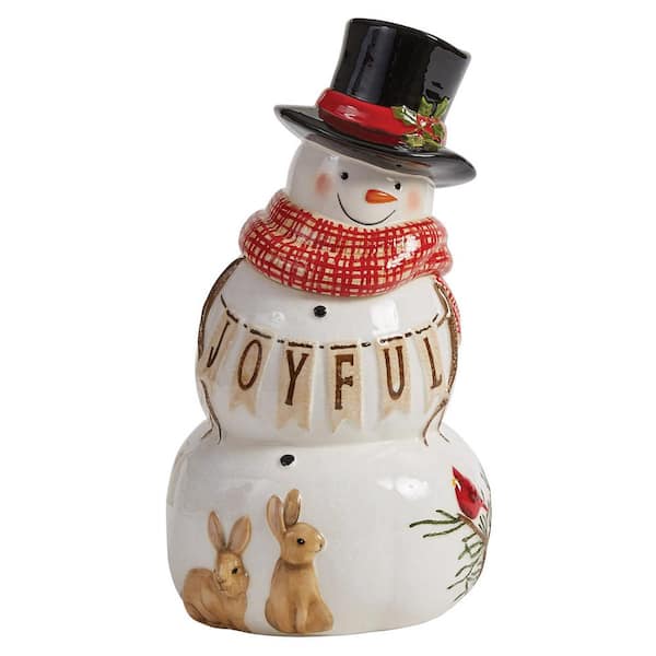 Park Designs 8 in. Ise Stone Joyful Snowman Cookie Jar