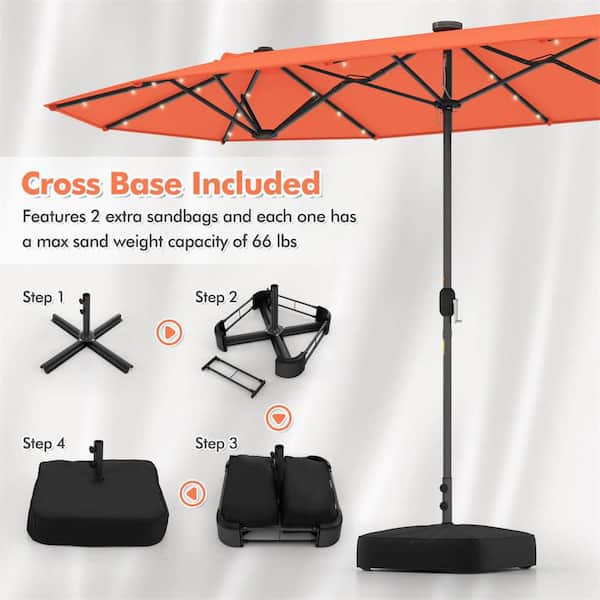 4 sided patio umbrella Grand 10x10 FT Large Patio with Base, Double-Sided Outdoor Cantilever Aluminum Umbrella, Offset Umbrella with Cover for Commercial Use, Poolside, Deck, Backyard, Gray : Patio, Lawn & Garden With its durable construction and high Hivvago Double-sided Patio Umbrella with