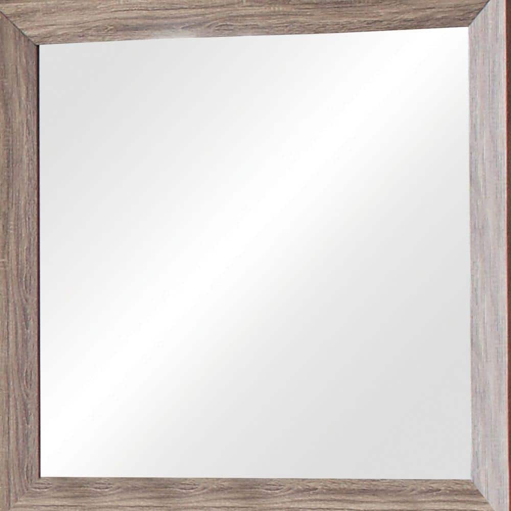 Washed Brown Rectangular Wood Framed Mirror
