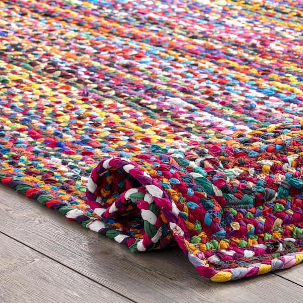 nuLOOM Tammara Colorful Braided Multi 4 ft. Indoor Square Area Rug